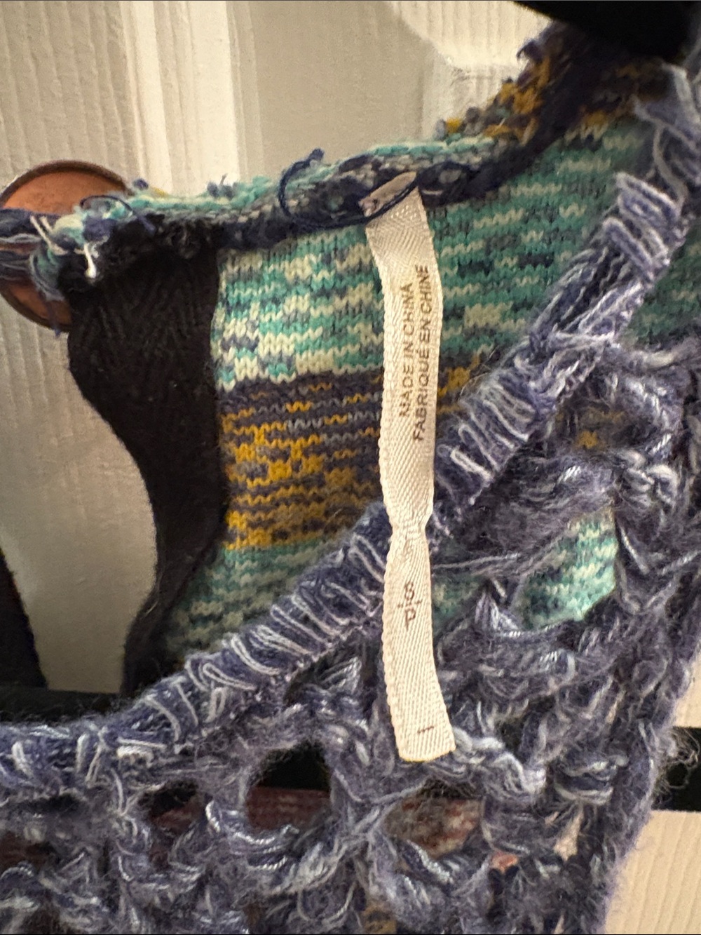 Free People Blue Crochet Bodice Multi-Stripe Knit Cover-Up Dress - Picture 8 of 8